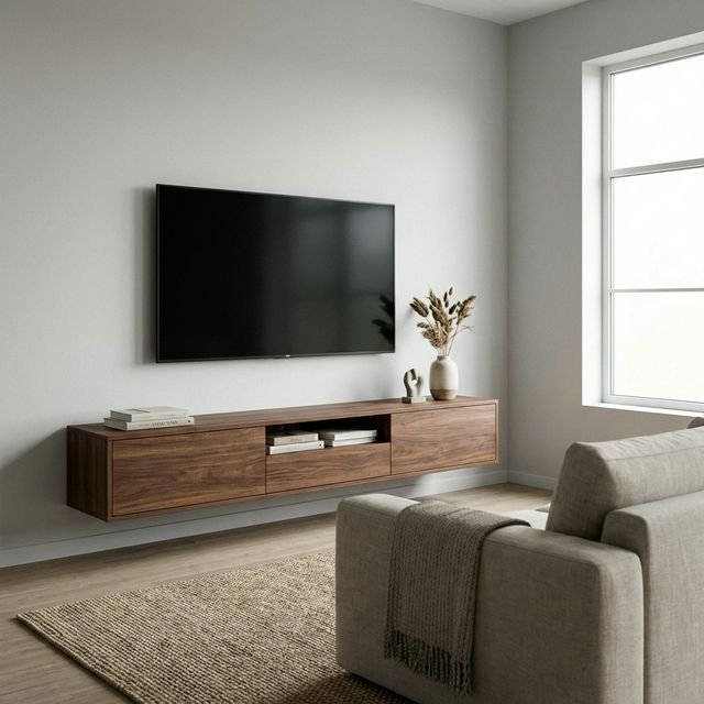 Clean wall mounted TV installation in Brisbane home